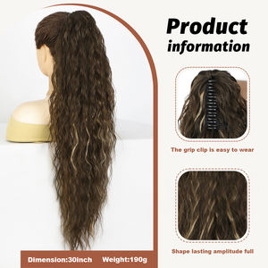 หางม้าสังเคราะห์แบบนิ่มธรรมชาติยาว30นิ้วผมหางม้าแบบหยักศกเปียโนหยิกเป็นลอน - Product Image 5