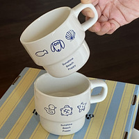 Mug en céramique Niche Ins White Ocean Cartoon Puppy, tasse empilable douce, tasse à eau et à café en céramique petite tortue
