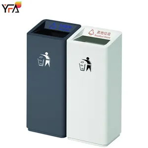 Painting Household metal Trash can 45L Waste Bin Office Commercial Public Open Top Large Iron Indoor Recycle Garbage Bins