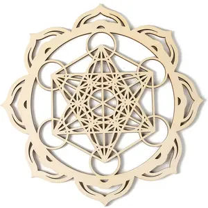 Géométrie sacrée Art mural grille de cristal méditation Chakra Art mural en bois décor de Yoga cadeaux spirituels