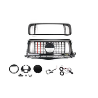 G Class W463A W464 B700 B800 Upgrade to B900 Rocket Style Dry Carbon Fiber Front Bumper Grille with Frame Red Trim Strip