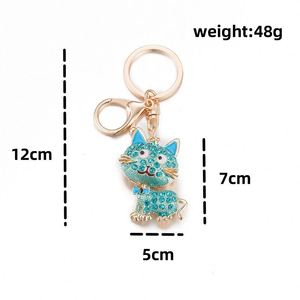 Nouveau Porte-clés Chat en Strass, Bijou de Mode, Pendentif Décoratif pour Voiture, en Métal et Cristal, pour Femme, Motif Chaton Animal - Product Image 6