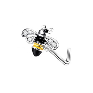 Venta al por mayor de acero inoxidable circón labio Pin nariz anillos Stud moda L <span class=keywords><strong>Bar</strong></span> CZ colgante nariz Stud cuerpo Piercing joyería - Product Image 3