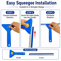 Kit de nettoyage de vitres avec seau, raclette et brosse pour l'extérieur, kit professionnel pour le lavage des fenêtres hautes en extérieur