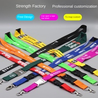 Porte-badge personnalisé en polyester avec cordon, impression numérique sérigraphiée double face, support de téléphone détachable