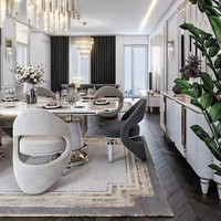 Furnistyle Chaise de salle à manger de luxe en acier inoxydable doré moderne Chaise de restaurant en velours rembourrée pour la maison Hôtel Meubles de maison