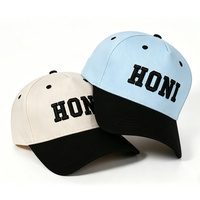 Gorra de Béisbol de Algodón Lavado de Dos Tonos con Bordado 3D de Espuma, Gorra Personalizada con Logotipo de Letras y Bloques de Color