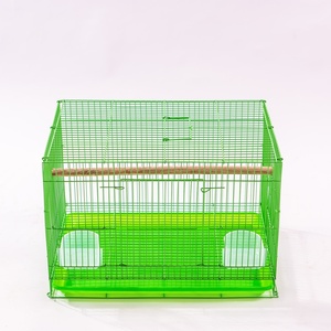 Steel Wire Rectangle Pet Cage with Plastic Tray and Horizontal <b>Sliding</b> Door for Small Birds Indoor Use - Product Image 4