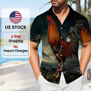 เสื้อเชิ้ตผู้ชายลายไก่ฮาวายแบบกำหนดเอง - ดีไซน์ลายไก่ที่เป็นเอกลักษณ์ - เสื้อเชิ้ตลำลองพิมพ์ลายด้วยหมึก - Product Image 1