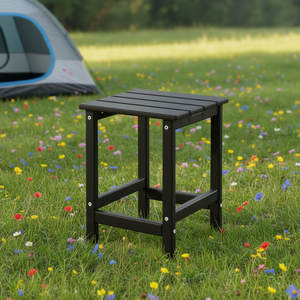 Single Layer <b>Square</b> Hdpe Side <b>Table</b> 36X36X47Cm Black Metal Plastic Outdoor Furniture Camping <b>Kitchen</b> Use - Product Image 2