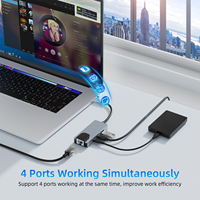 Mini convertisseur multifonction 4-en-1 Multiport USB 2.0 Extension Splitter Hub avec USB-A et C
