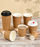 Gobelets à double paroi jetables personnalisables, écologiques, compostables, gobelets en papier pour boissons chaudes à emporter
