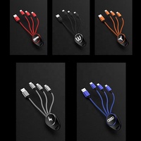 Câble de charge LED 3-en-1 personnalisé avec logo lumineux, porte-clés, chargeur USB-C portable, cadeau promotionnel d'entreprise