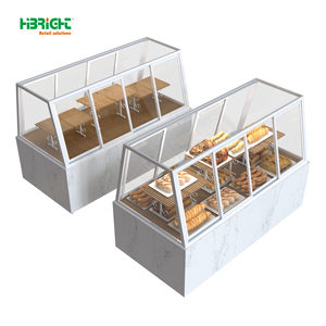 Estante de pan de panadería de un solo lado comercial Gabinete de exhibición de vidrio de mármol transparente resistente Material metálico - Product Image 2