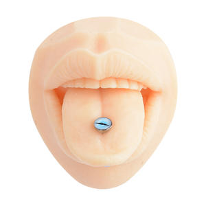 Anting-anting lidah gaya Clover Cat Eye Gradient Y2K yang edgy, tindik lidah, F136 Titanium Enamel, perhiasan tindik tubuh - Product Image 4