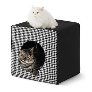2024 neue moderne tragbare Luxus große schwarz weiß Oxford Würfel Haustier Katze Höhle Bett Multi Größe mit rutsch festen Boden für Katzen Hunde - Product Image 1