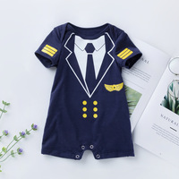 L'uniforme de pilote Body pour bébé sur le thème de l'aviation Combinaison une pièce pour bébé garçon à manches courtes dans la marine