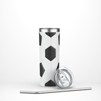 Gobelet isotherme fin en acier inoxydable à double paroi moderne de 20 oz, design football, thermos sous vide, isolation thermique de 6 à 12 heures, couvercle sans BPA
