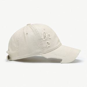Casquette de baseball rétro déchirée à 6 panneaux en 100 % coton, unisexe, réglable, à visière souple et incurvée, motif satiné, printemps/été - Product Image 1