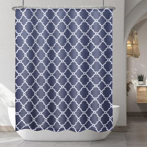 Polyester hình học rèm tắm phòng tắm nóng bán thanh lịch polyester in checkerboard rèm tắm - Product Image 2