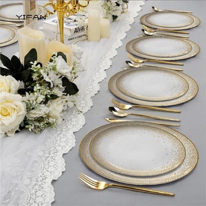 Gold Star Rim Bone China State Banquet Event Restaurants Traditional Meeting Party Wedding Bright Silver <b>Dinnerware</b> <b>Set</b> - Product Image 3