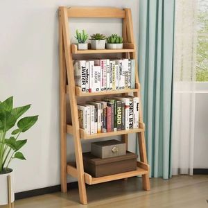 <b>Solid</b> <b>Wood</b> Multi Tier Bookshelf 3 Tier Floor Standing Storage Rack Space Saving <b>Bookcase</b> For Study Room Home Office - Product Image 1