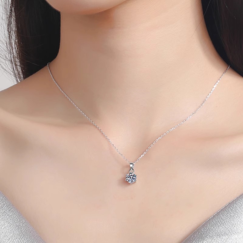 1 Carat S925 Pure Silver Necklace