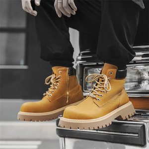 Mid Top Yellow Work <b>Boots</b> Men Fashion British Desert Shoes Thick Sole Anti Slip Breathable Outdoor Trekking <b>Boots</b> - Product Image 3