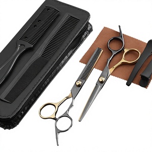 Ciseaux à effiler professionnels Morgans Industries en acier inoxydable 440C, pointe arrondie, manche moyen, pour droitiers, usage en salon - Product Image 1