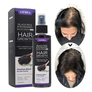 Produits de perte de cheveux de marque propre personnalisés traitement anti-frisottis tête de pulvérisation de croissance des cheveux à l'eau de riz noir pour améliorer la perte de cheveux