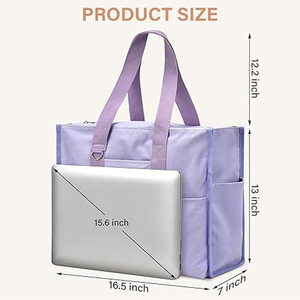 Bolso de Mano Grande Impermeable de Poliéster para Mujer, con Doble Correa para el Hombro, Bolsillo Superior con Cierre de Cremallera, para el Trabajo, la Escuela, el Ocio y Viajes - Product Image 2