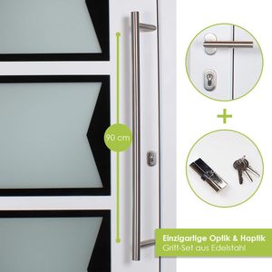 Kuporta Mira Design moderno in alluminio bianco plastica porta anteriore 100X210 cm DIN destro manico per interni appartamento - Product Image 6