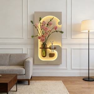 Peinture murale LED 3D moderne, abstraite, avec cadre en grès, faite à la main, décorative, pour véranda, salon, salle à manger - Product Image 6