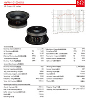 HYW-10100-018 Haut-parleur de médium-grave de 10 pouces en ferrite, 500W AES, bobine vocale de 4 pouces, haute puissance, pour système de sonorisation professionnel