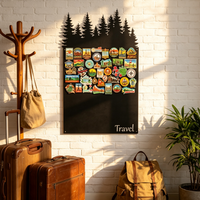 Tableau d'affichage mural magnétique en acier inoxydable, style Art déco moderne, pour photos de voyage, décoration d'anniversaire et décoration intérieure