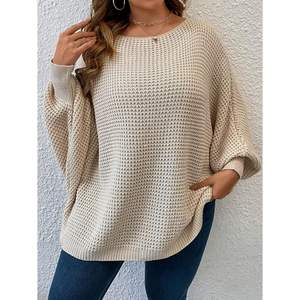 Pull surdimensionné personnalisé pour femme grande taille, décontracté, à manches longues, anti-boulochage, pour l'automne - Product Image 2