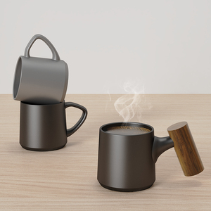 DHPO - Tazas de Café de Cerámica para Cafetería y Restaurante, Diseño Moderno y Minimalista, Forma Trapezoidal, 90 ml, Caja Negra - Product Image 5