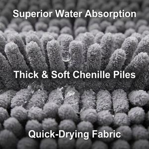 Tapis de bain rond en chenille gris de luxe, tapis de salle de bain en microfibre ultra doux et moelleux, tapis de sol circulaire super absorbant et antidérapant - Product Image 3