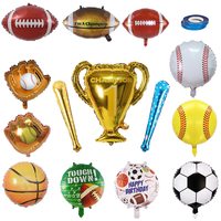 Ensemble de ballons en aluminium pour anniversaire sur le thème du football, décoration de fête, fournitures pour jeux de plein air sur le thème du sport, bâtons de gaz en forme de trophée, baseball