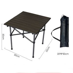 Conjunto de Mesa Plegable para Exteriores y 4 Sillas, Muebles Portátiles de Aleación de Aluminio para Picnic y Camping con Asientos de Tela Beige y Estructura Dorada - Product Image 3