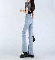 ZZH XZ2728 Celana jeans wanita berpinggang tinggi model lurus, modis dan serbaguna untuk gaya kasual.