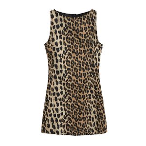 SHENZHU Abito Estivo da Donna 2024, Nuovo Stile Europeo e Americano, Stampa Leopardata, <span class=keywords><strong>Corto</strong></span> Senza Maniche, Linea A, Aderente - Product Image 1