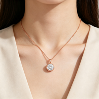 Collier pendentif solitaire classique en argent 925 avec diamant de laboratoire pour femme