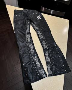 <span class=keywords><strong>Pantaloni</strong></span> da <span class=keywords><strong>Uomo</strong></span> in <span class=keywords><strong>Ecopelle</strong></span> Elasticizzati, Stile Streetwear, con Zip, Ricami e Lacci, Modello Skinny Fit - Product Image 4