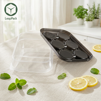 Boîtes rectangulaires en blister PET jetables avec gaufrage pour desserts, cupcakes, gâteaux, hamburgers, pain - Emballage pour l'industrie alimentaire