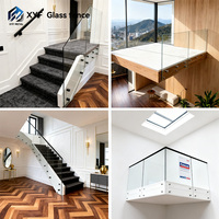 Escalier en bois/marbre avec marches, support/fixation en acier inoxydable SS316, balustrade en verre trempé de 12 mm