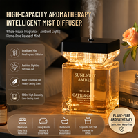 Diffuseur d'aromathérapie en verre longue durée 500 ml, ensemble diffuseur à bâtonnets avec veilleuse d'ambiance et aide au sommeil pour la maison, l'hôtel et la chambre à coucher