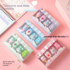 Ensemble de papeterie scolaire X920 MAI-K39, effaceurs en forme de crème glacée animale, mignons et kawaii pour filles - Product Image 1