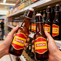 Botellas de Vino de Vidrio de 330/500/750/1000 ml, MOQ Grande, Grado Alimenticio, Tapa de Vidrio Hermética, Superficie Mate, Personalizables para Distribuidores de Supermercados