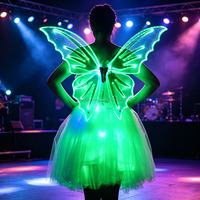 Ailes de Fée Papillon LED, Ailes d'Ange, Accessoire de Costume pour Spectacle Scénique, Halloween, Noël, Cosplay, Carnaval, Festival